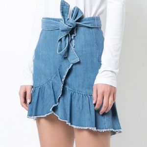 PAIGE Nivelle Denim Tulip Skirt
